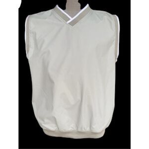 Consensus Men’s Golf Windbreaker Vest Pullover Sz. M Beige V-Neck Pockets
